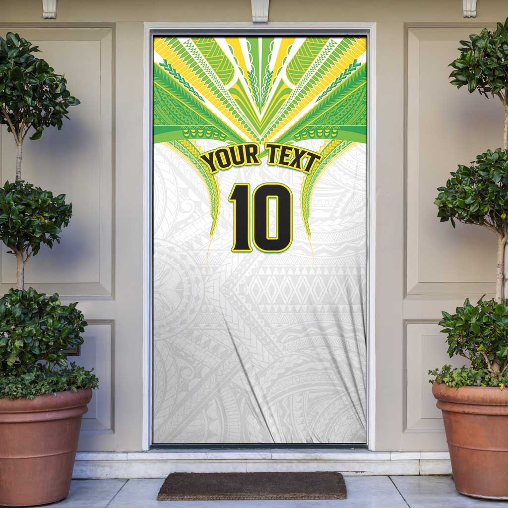 Custom Cook Islands Rugby Door Cover Tatau Art Sport Style White Color