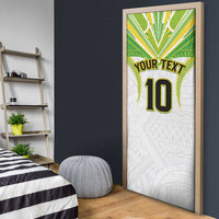 Custom Cook Islands Rugby Door Cover Tatau Art Sport Style White Color