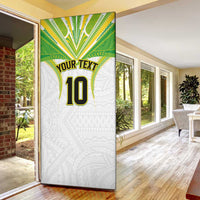 Custom Cook Islands Rugby Door Cover Tatau Art Sport Style White Color