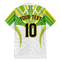 Custom Cook Islands Rugby Family Matching Short Sleeve Bodycon Dress and Hawaiian Shirt Tatau Art Sport Style White Color