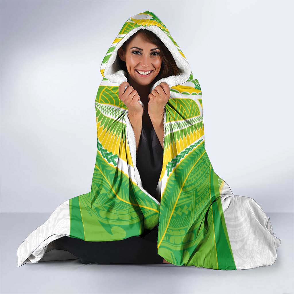 Custom Cook Islands Rugby Hooded Blanket Tatau Art Sport Style White Color