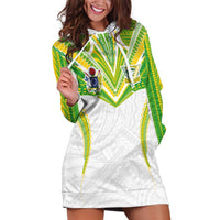 Custom Cook Islands Rugby Hoodie Dress Tatau Art Sport Style White Color