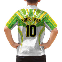 Custom Cook Islands Rugby Kid Hawaiian Shirt Tatau Art Sport Style White Color LT03 - Polynesian Pride
