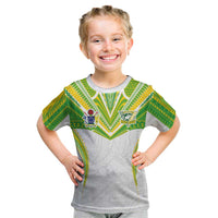 Custom Cook Islands Rugby Kid T Shirt Tatau Art Sport Style White Color