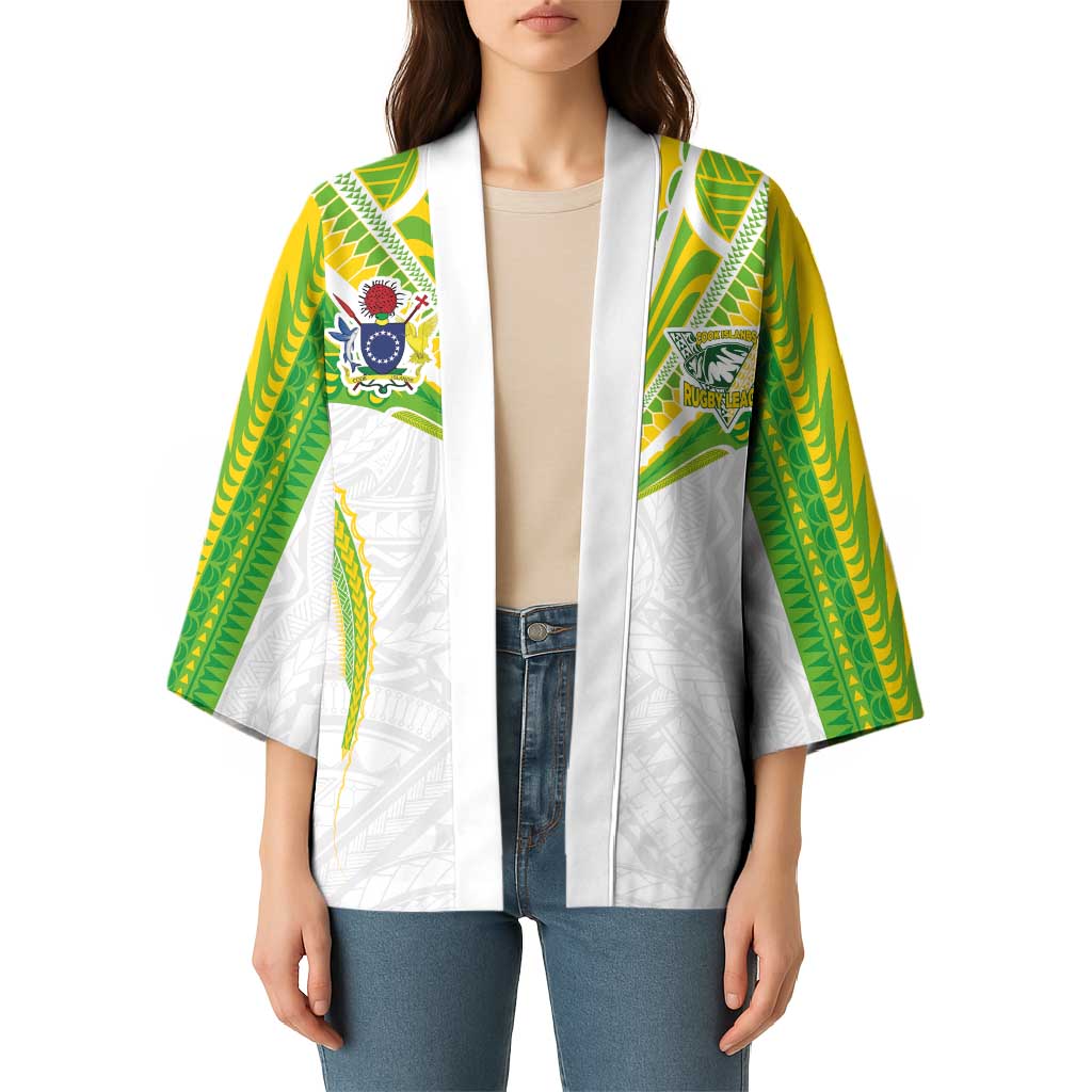 Custom Cook Islands Rugby Kimono Tatau Art Sport Style White Color