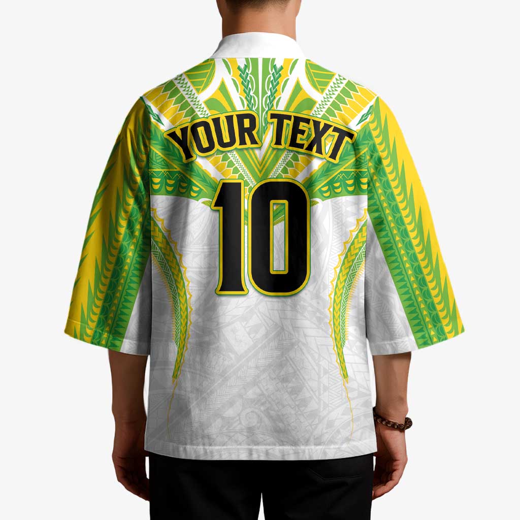 Custom Cook Islands Rugby Kimono Tatau Art Sport Style White Color