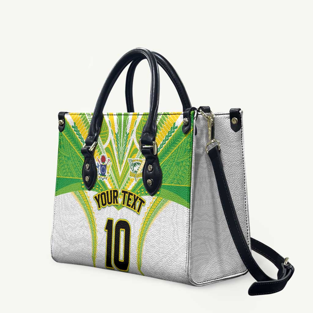 Custom Cook Islands Rugby Leather Bag Tatau Art Sport Style White Color