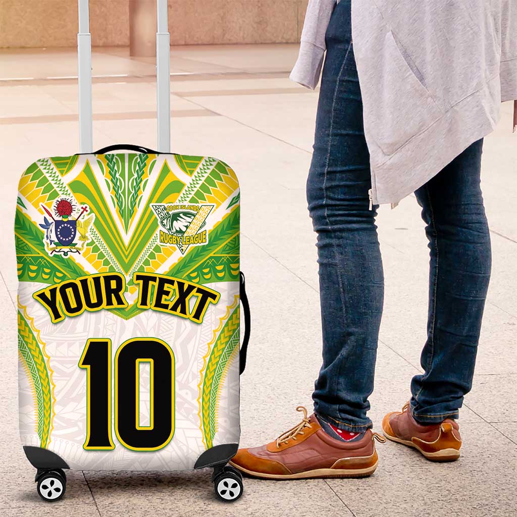 Custom Cook Islands Rugby Luggage Cover Tatau Art Sport Style White Color
