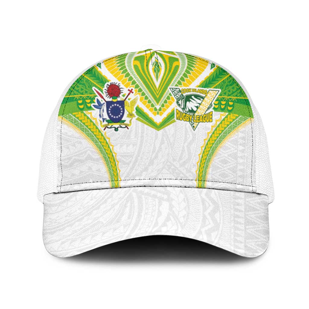 Cook Islands Rugby Mesh Trucker Cap Tatau Art Sport Style White Color