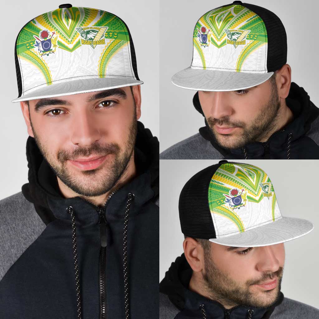 Cook Islands Rugby Mesh Trucker Cap Tatau Art Sport Style White Color