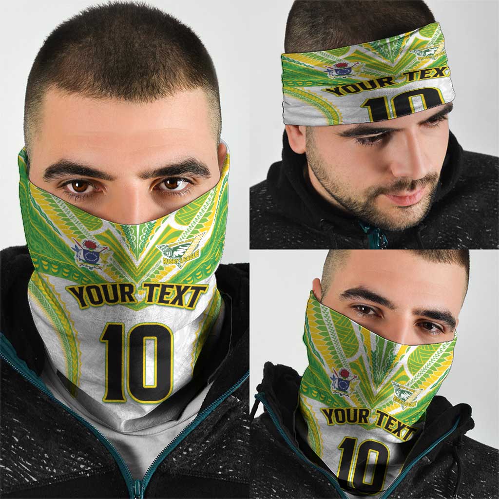 Custom Cook Islands Rugby Neck Gaiter Tatau Art Sport Style White Color