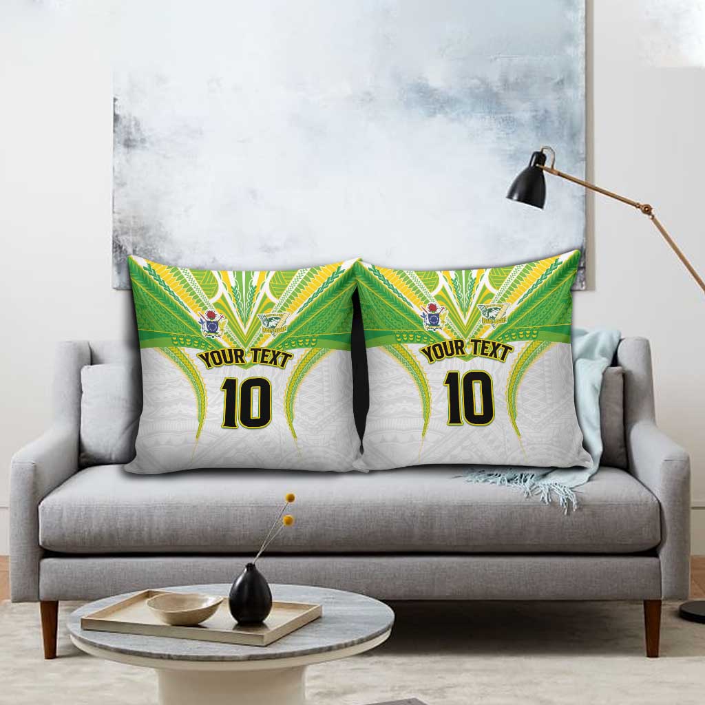 Custom Cook Islands Rugby Pillow Cover Tatau Art Sport Style White Color
