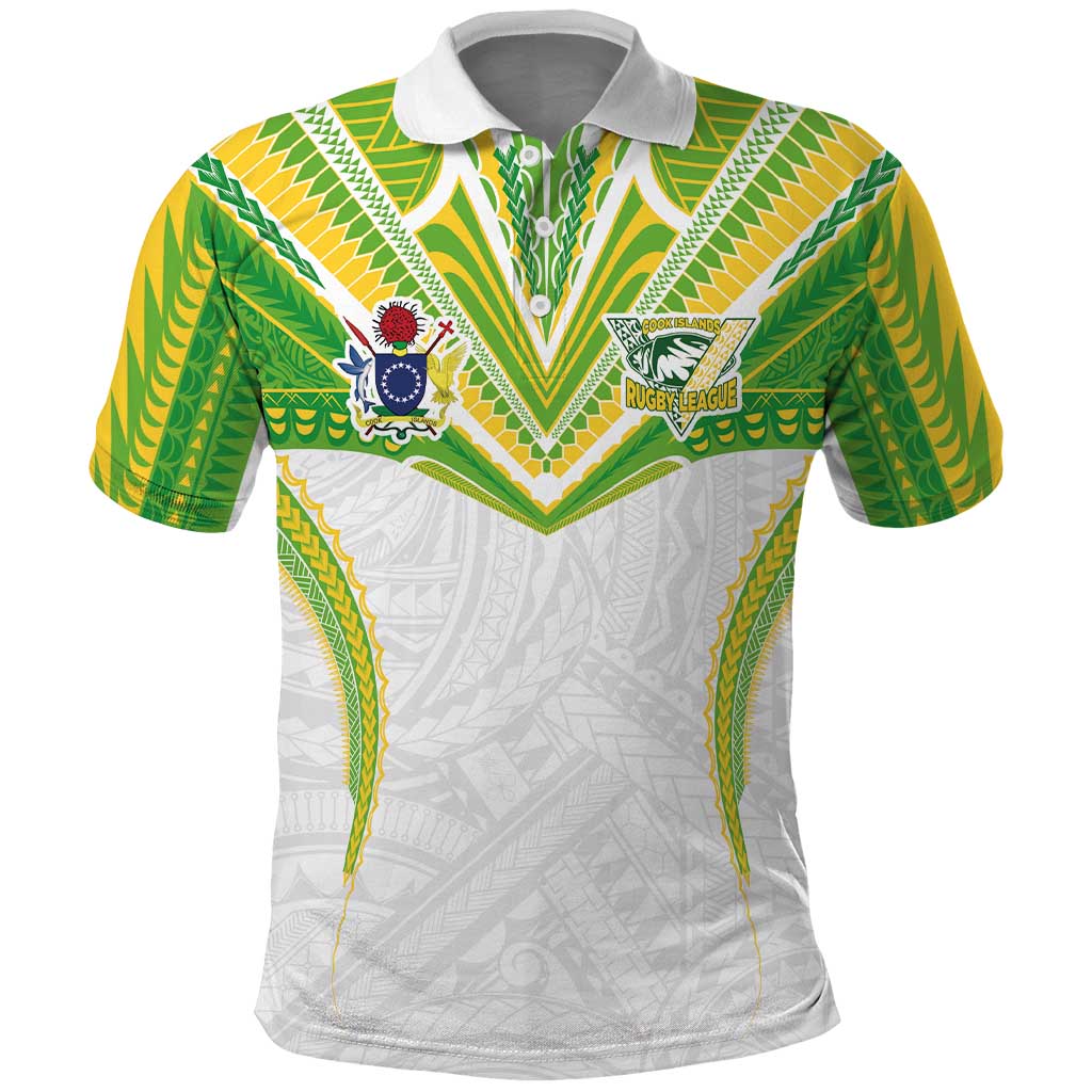 Custom Cook Islands Rugby Polo Shirt Tatau Art Sport Style White Color