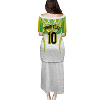 Custom Cook Islands Rugby Puletasi Tatau Art Sport Style White Color