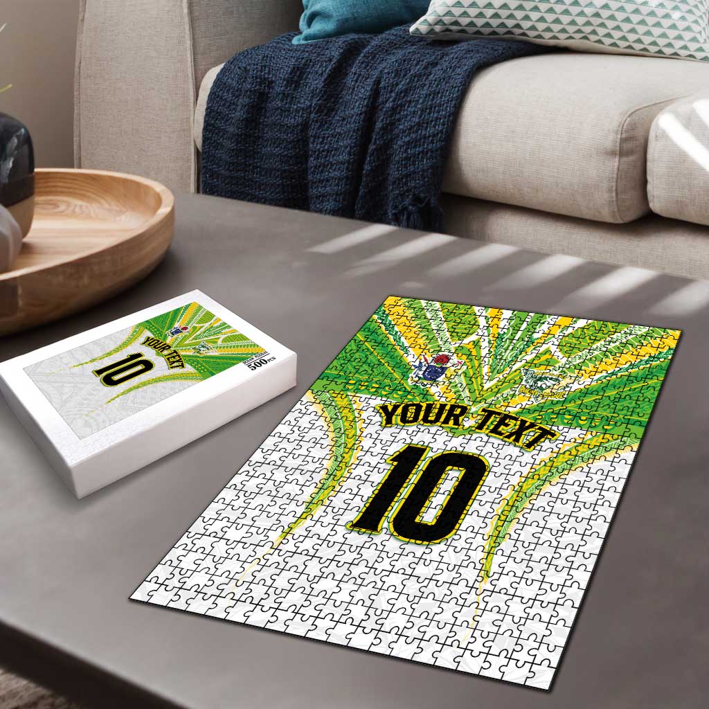 Custom Cook Islands Rugby Puzzle Tatau Art Sport Style White Color