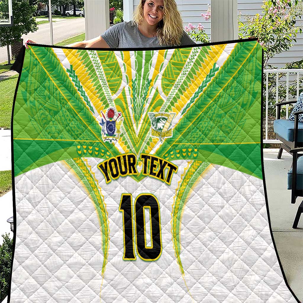 Custom Cook Islands Rugby Quilt Tatau Art Sport Style White Color