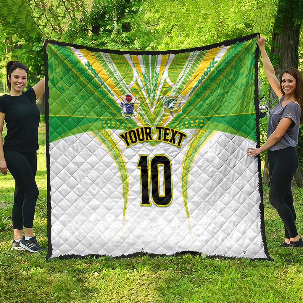 Custom Cook Islands Rugby Quilt Tatau Art Sport Style White Color