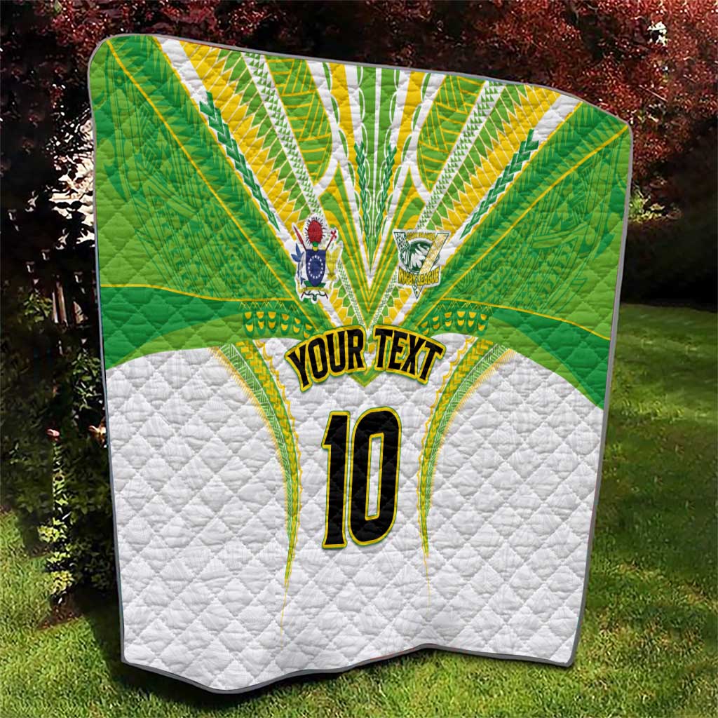 Custom Cook Islands Rugby Quilt Tatau Art Sport Style White Color