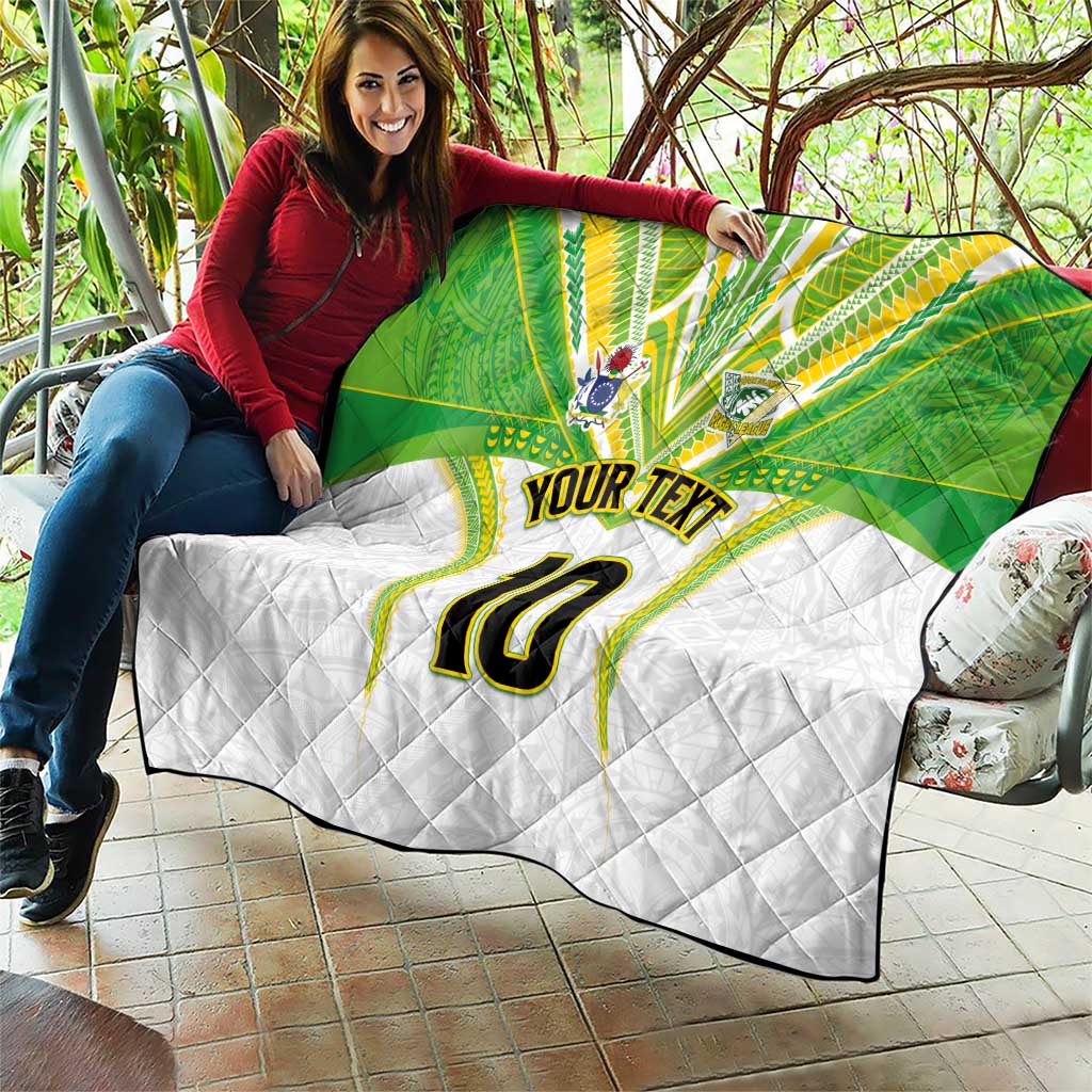 Custom Cook Islands Rugby Quilt Tatau Art Sport Style White Color