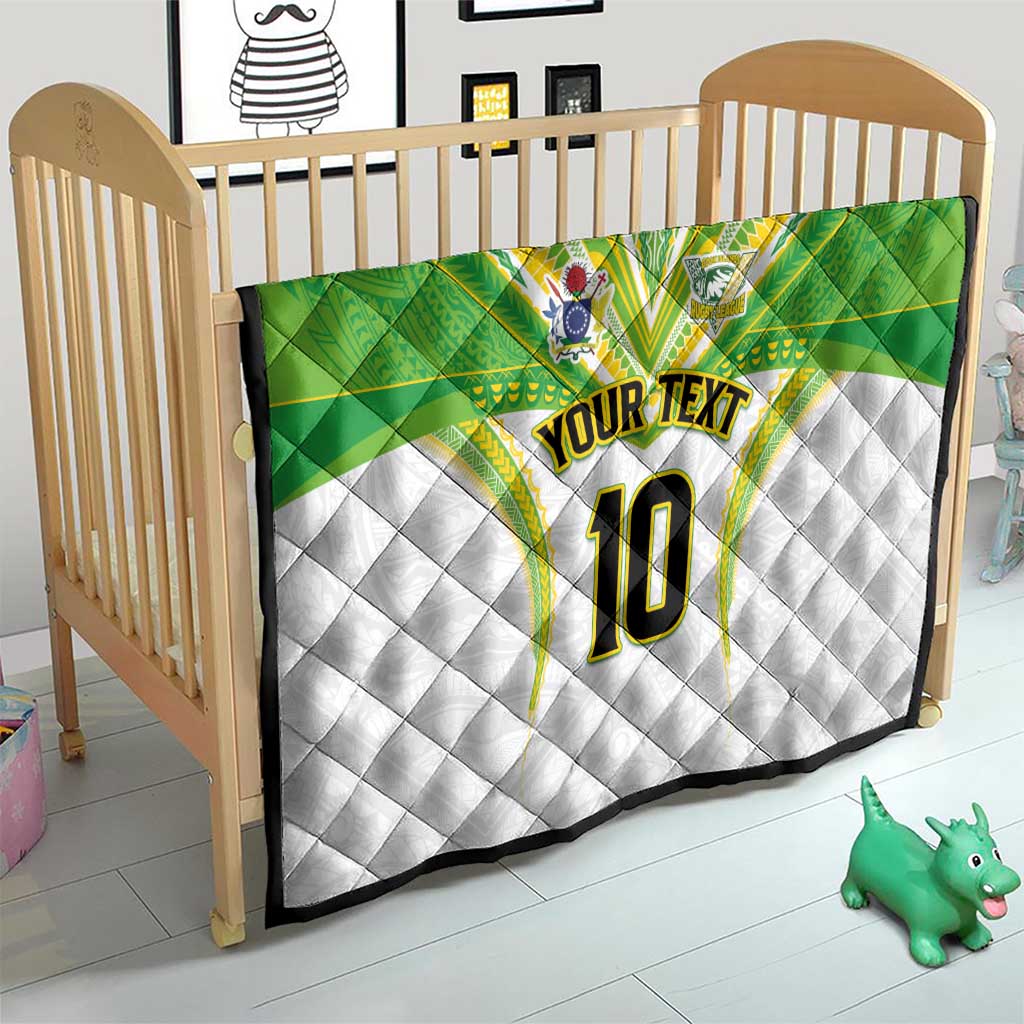 Custom Cook Islands Rugby Quilt Tatau Art Sport Style White Color