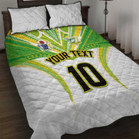 Custom Cook Islands Rugby Quilt Bed Set Tatau Art Sport Style White Color