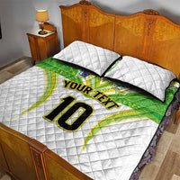 Custom Cook Islands Rugby Quilt Bed Set Tatau Art Sport Style White Color