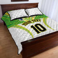 Custom Cook Islands Rugby Quilt Bed Set Tatau Art Sport Style White Color