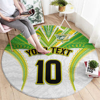 Custom Cook Islands Rugby Round Carpet Tatau Art Sport Style White Color