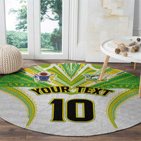 Custom Cook Islands Rugby Round Carpet Tatau Art Sport Style White Color
