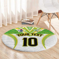 Custom Cook Islands Rugby Round Carpet Tatau Art Sport Style White Color