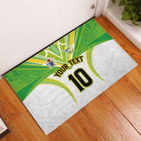 Custom Cook Islands Rugby Rubber Doormat Tatau Art Sport Style White Color