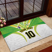 Custom Cook Islands Rugby Rubber Doormat Tatau Art Sport Style White Color