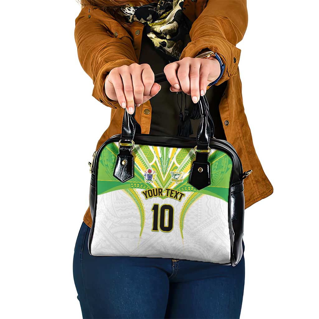 Custom Cook Islands Rugby Shoulder Handbag Tatau Art Sport Style White Color