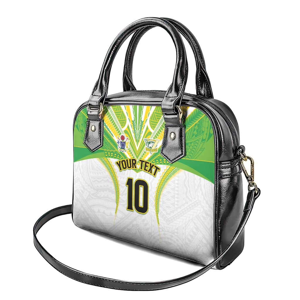 Custom Cook Islands Rugby Shoulder Handbag Tatau Art Sport Style White Color