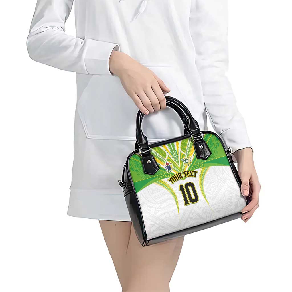 Custom Cook Islands Rugby Shoulder Handbag Tatau Art Sport Style White Color