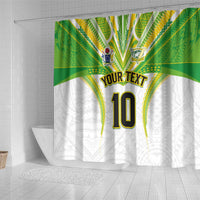 Custom Cook Islands Rugby Shower Curtain Tatau Art Sport Style White Color