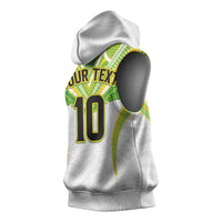 Custom Cook Islands Rugby Sleeveless Hoodie Tatau Art Sport Style White Color