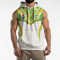 Custom Cook Islands Rugby Sleeveless Hoodie Tatau Art Sport Style White Color