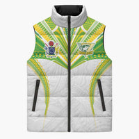Custom Cook Islands Rugby Sleeveless Puffer Jacket Tatau Art Sport Style White Color
