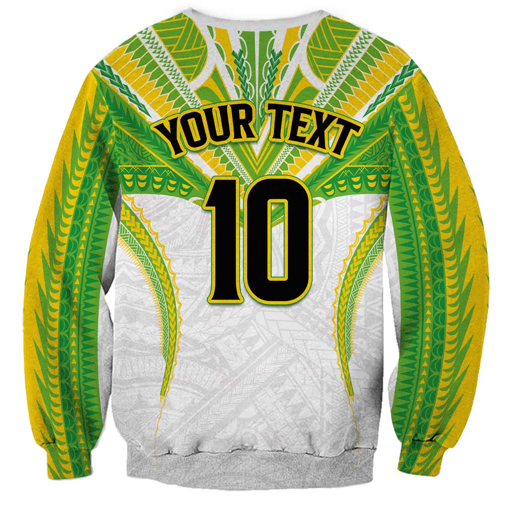 Custom Cook Islands Rugby Sweatshirt Tatau Art Sport Style White Color