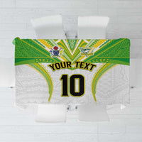 Custom Cook Islands Rugby Tablecloth Tatau Art Sport Style White Color