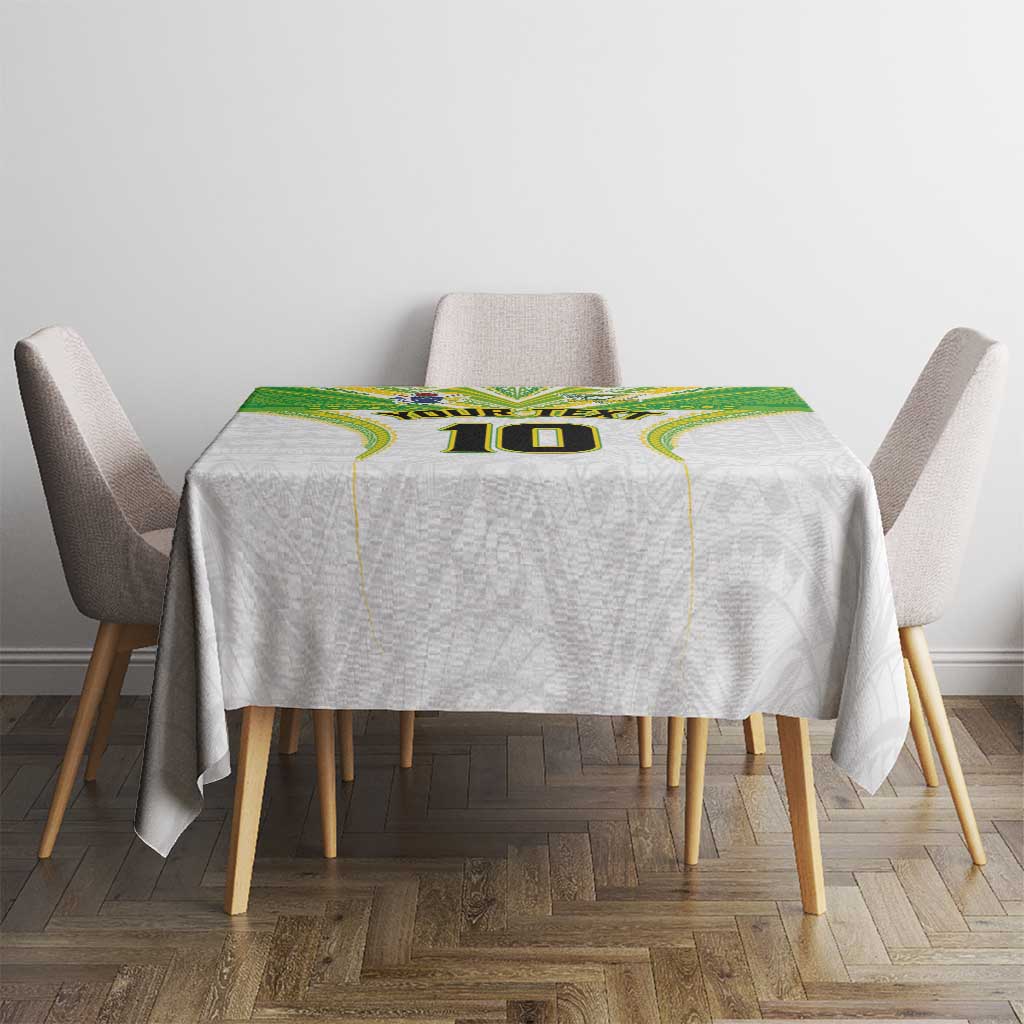 Custom Cook Islands Rugby Tablecloth Tatau Art Sport Style White Color