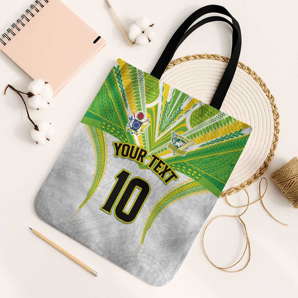 Custom Cook Islands Rugby Tote Bag Tatau Art Sport Style White Color LT03 Black Strap One Size White - Polynesian Pride