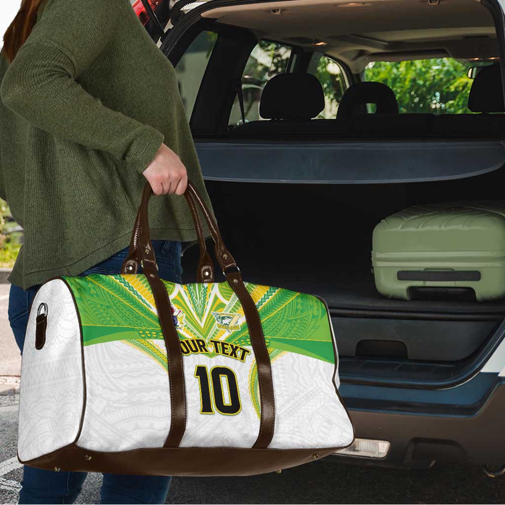 Custom Cook Islands Rugby Travel Bag Tatau Art Sport Style White Color