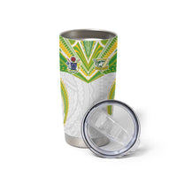 Custom Cook Islands Rugby Tumbler Cup Tatau Art Sport Style White Color