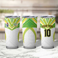 Custom Cook Islands Rugby Tumbler Cup Tatau Art Sport Style White Color