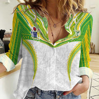 Custom Cook Islands Rugby Women Casual Shirt Tatau Art Sport Style White Color