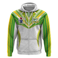 Custom Cook Islands Rugby Zip Hoodie Tatau Art Sport Style White Color LT03 Zip Hoodie White - Polynesian Pride