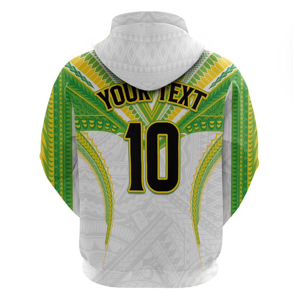 Custom Cook Islands Rugby Zip Hoodie Tatau Art Sport Style White Color LT03 - Polynesian Pride