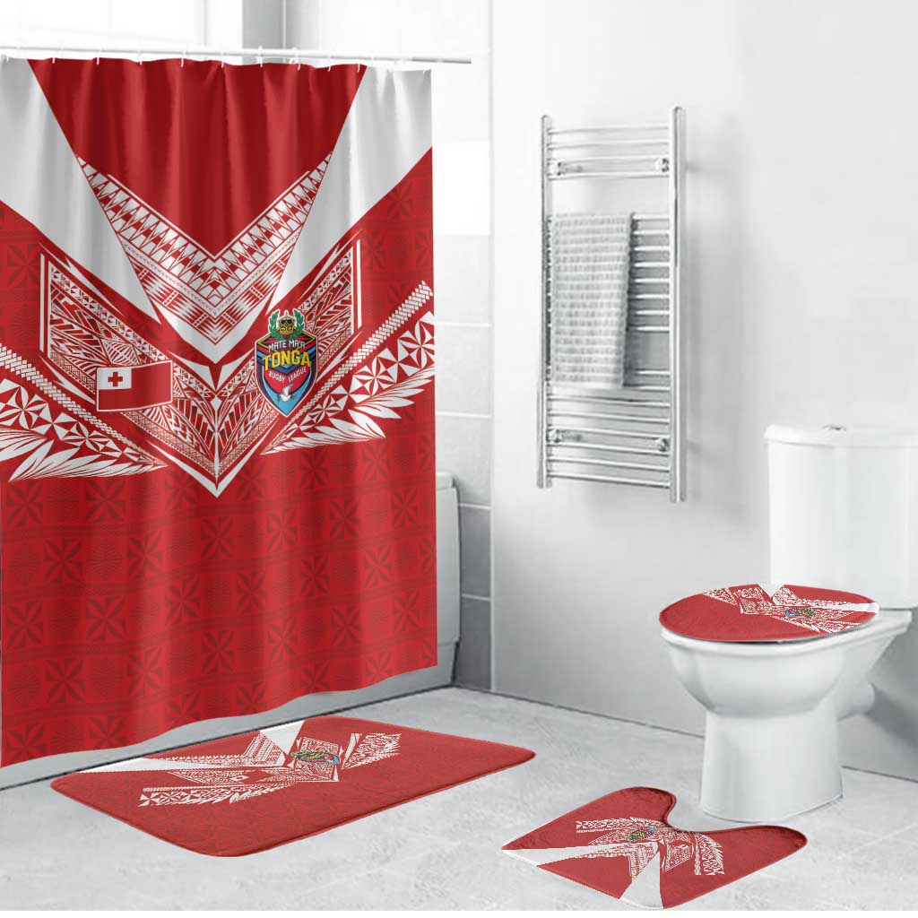 Tonga Rugby Bathroom Set Ngatu Motifs and Pacific Patterns